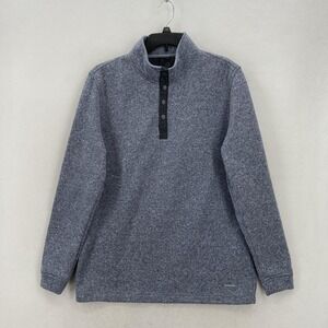 Swannies Pullover Mens XL Blue Heathered Snap Button Fleece Sweater Golf Casual